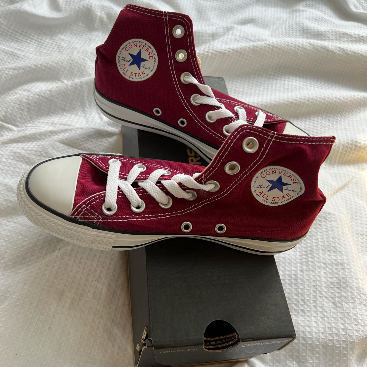 Burgundy Converse All Star High Uk 3 Brand new in... - Depop