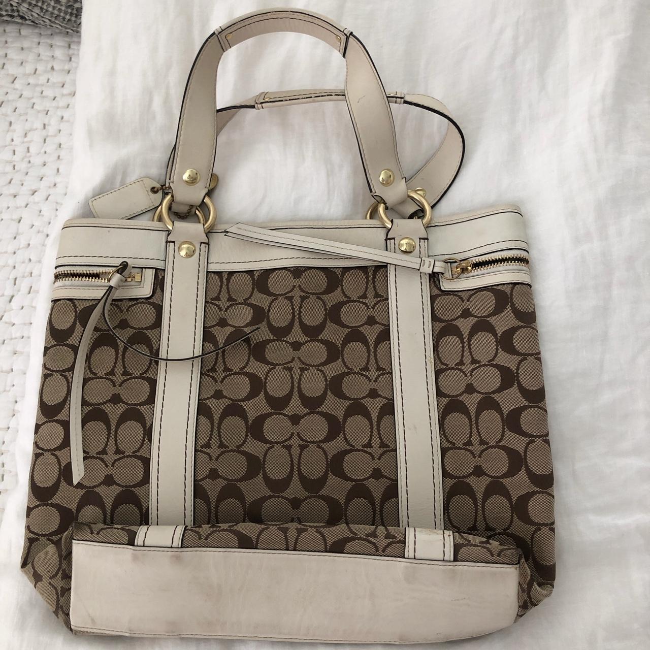 Coach bag year 2010 ivory with gold bag details | Depop