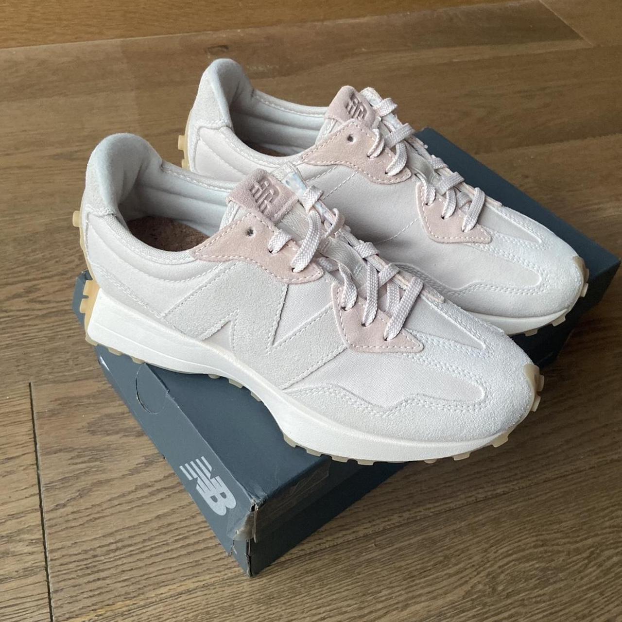 New Balance 327 trainers in cream neutral rose /... - Depop