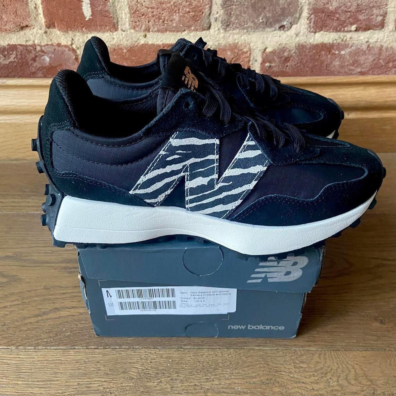 new balance 327 animal trainers in black and zebra