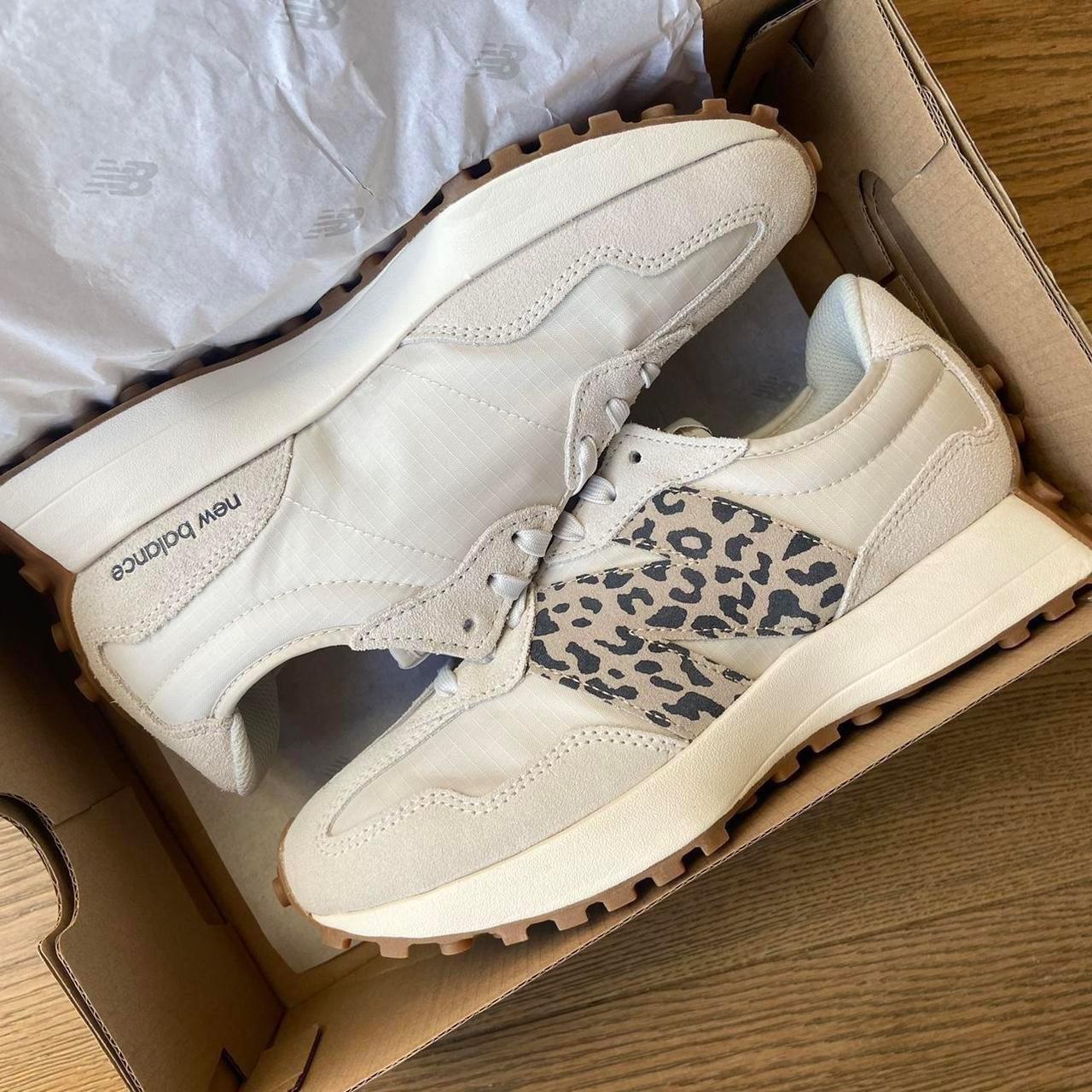 New Balance 327 trainers in leopard print moonbeam /... - Depop