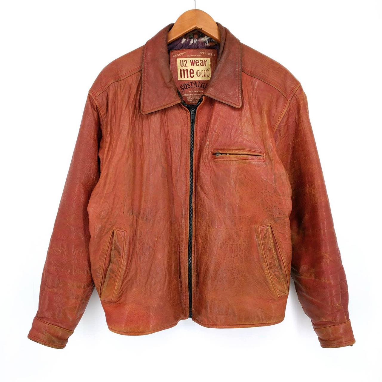 Vintage U2 Wear Me Out Tan Lamb Leather Bomber... - Depop