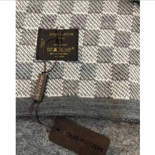 LOUIS VUITTON Wool Petit Damier Scarf NM Grey 1300115
