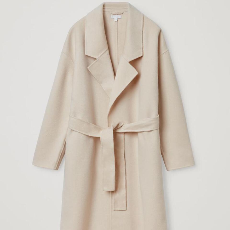 double faced wool belted coat cos