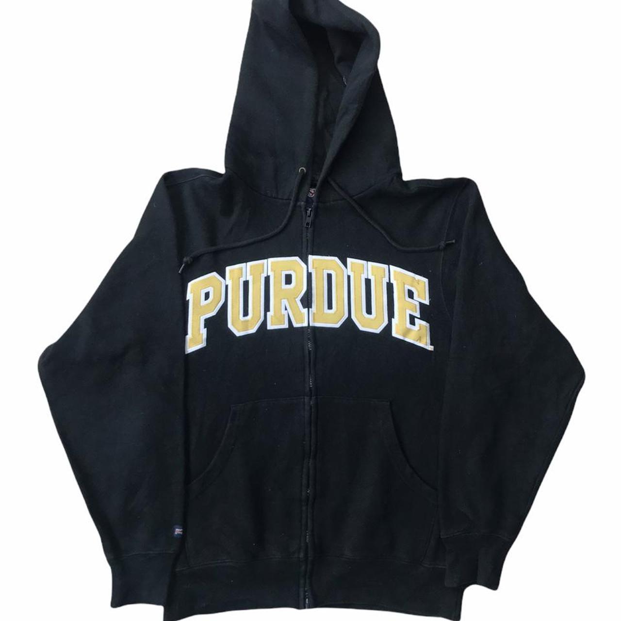 Vintage USA Purdue college hoodie in black and... - Depop