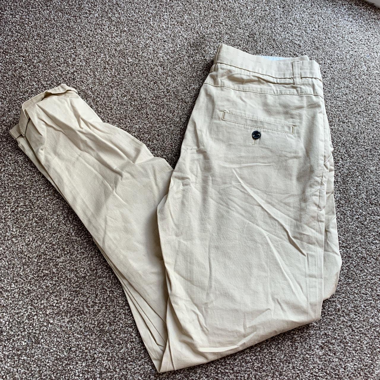 H&M beige chino trousers, size 34, would fit a size... - Depop