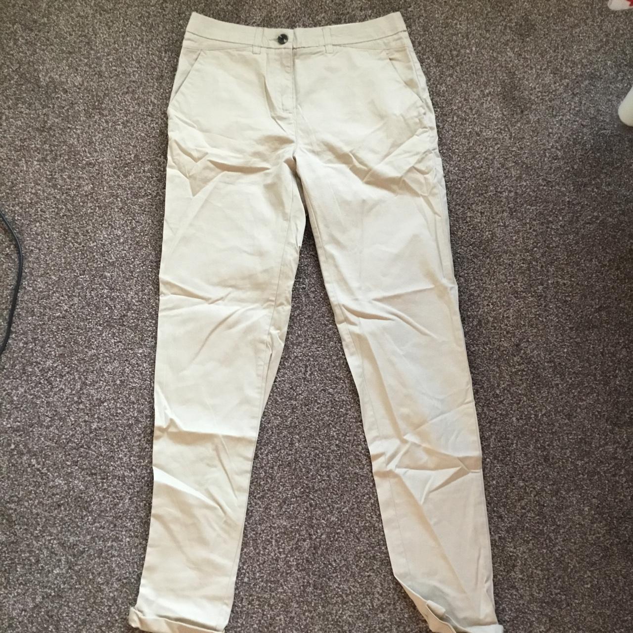 H&M beige chino trousers, size 34, would fit a size... - Depop