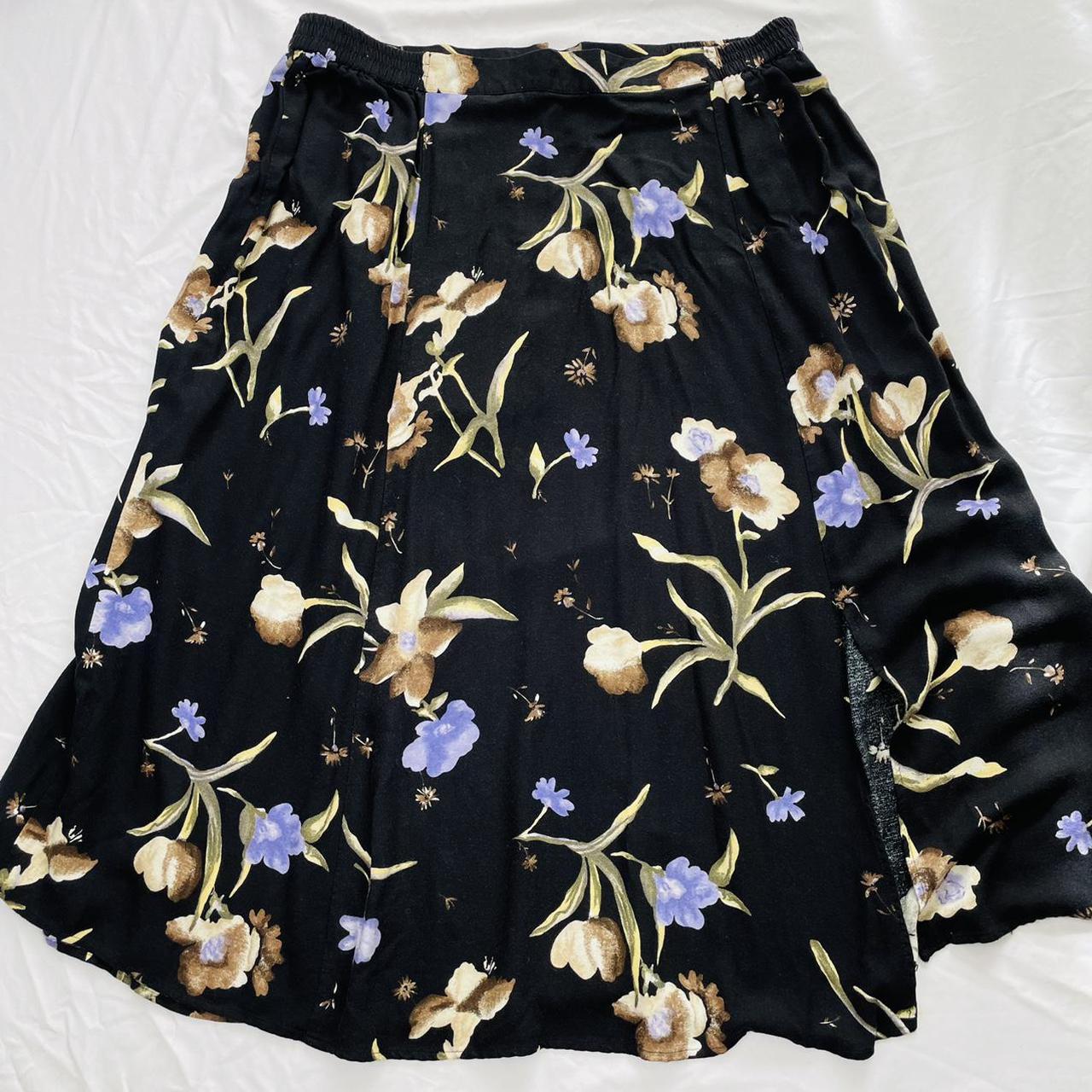 Product Image 2 - black floral skirt 

measurements laid