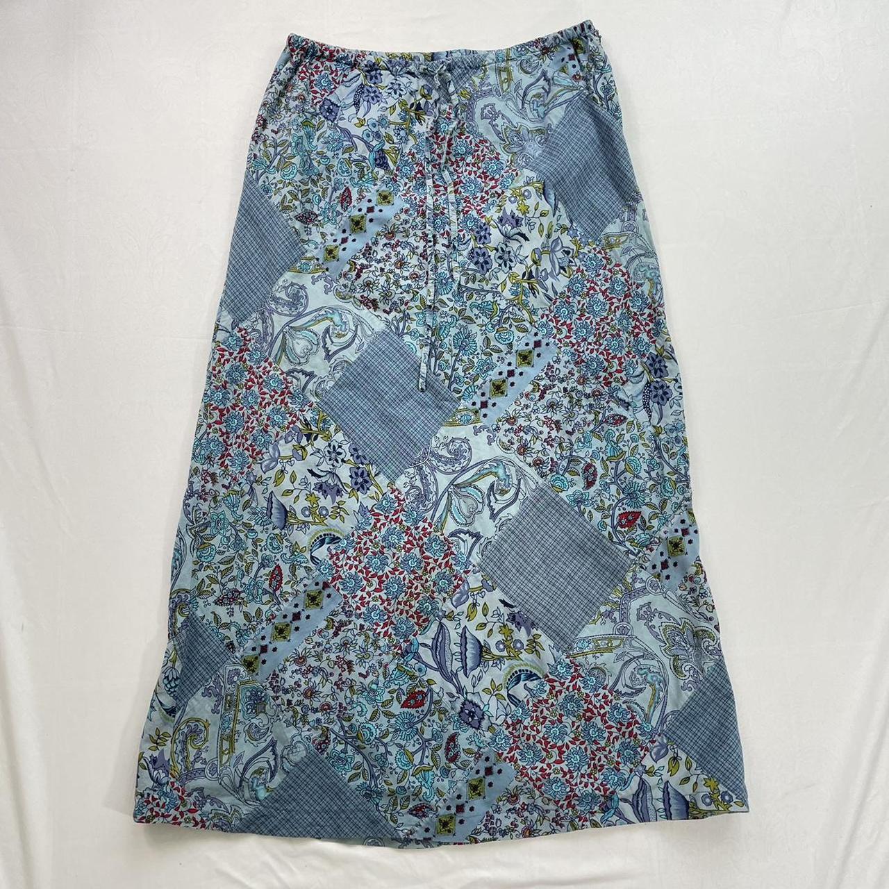 blue fairy patchwork maxi skirt cotton fabric,... - Depop