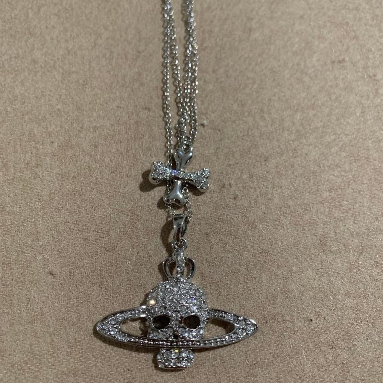 vivienne Westwood skull necklace 18 inches silver... Depop