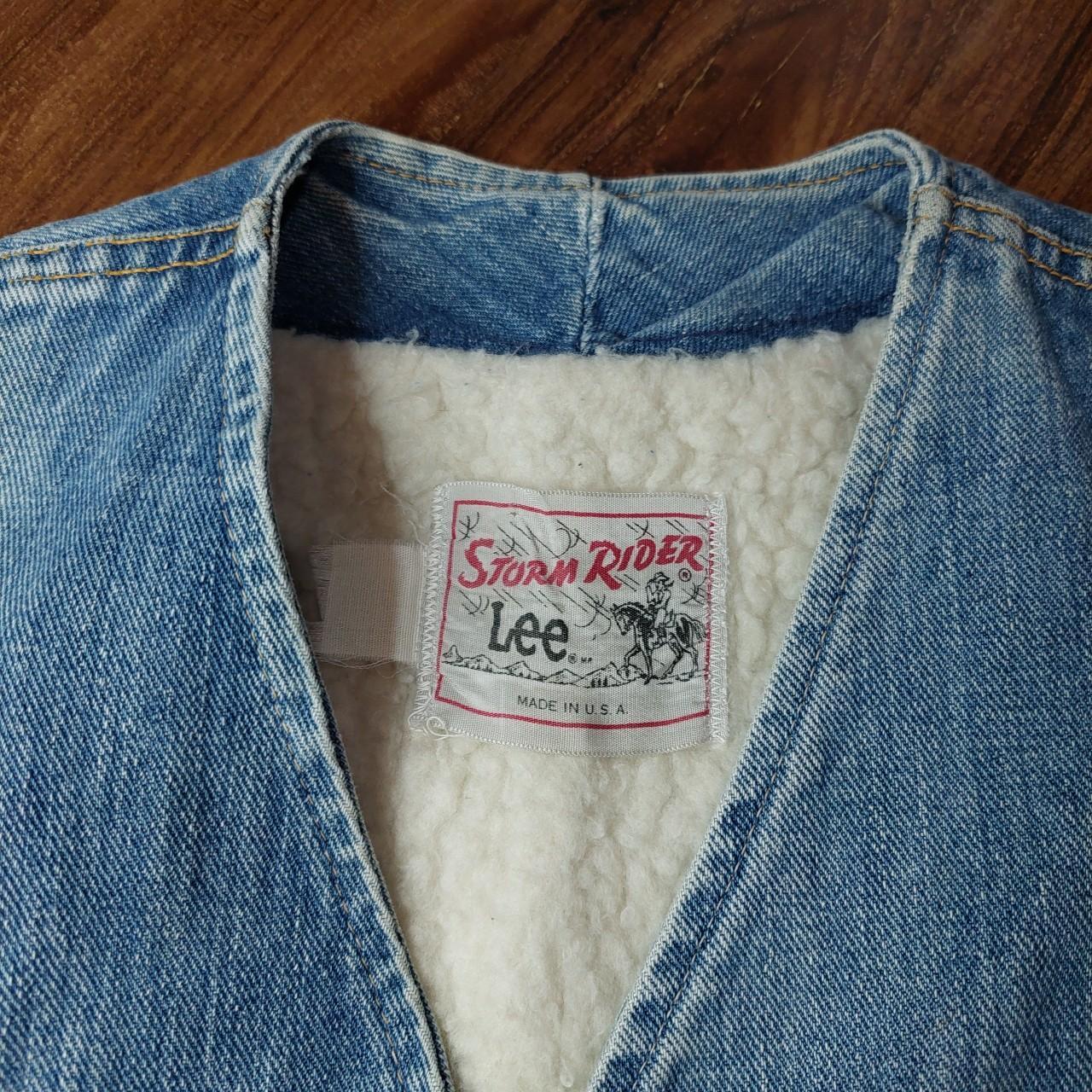 Vintage Lee Storm Rider Blue Denim Vest Sherpa Lined... Depop