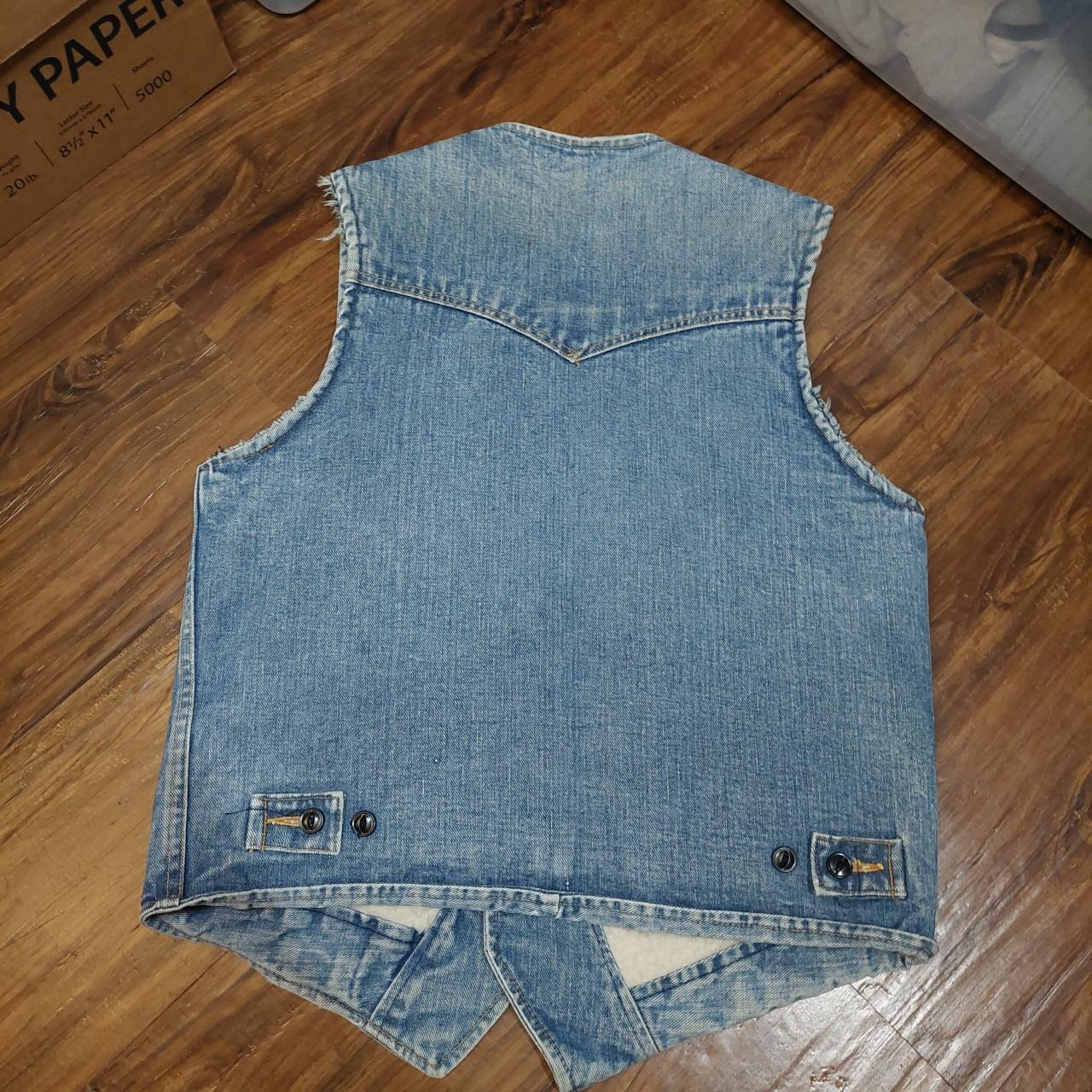 Vintage Lee Storm Rider Blue Denim Vest Sherpa Lined... Depop