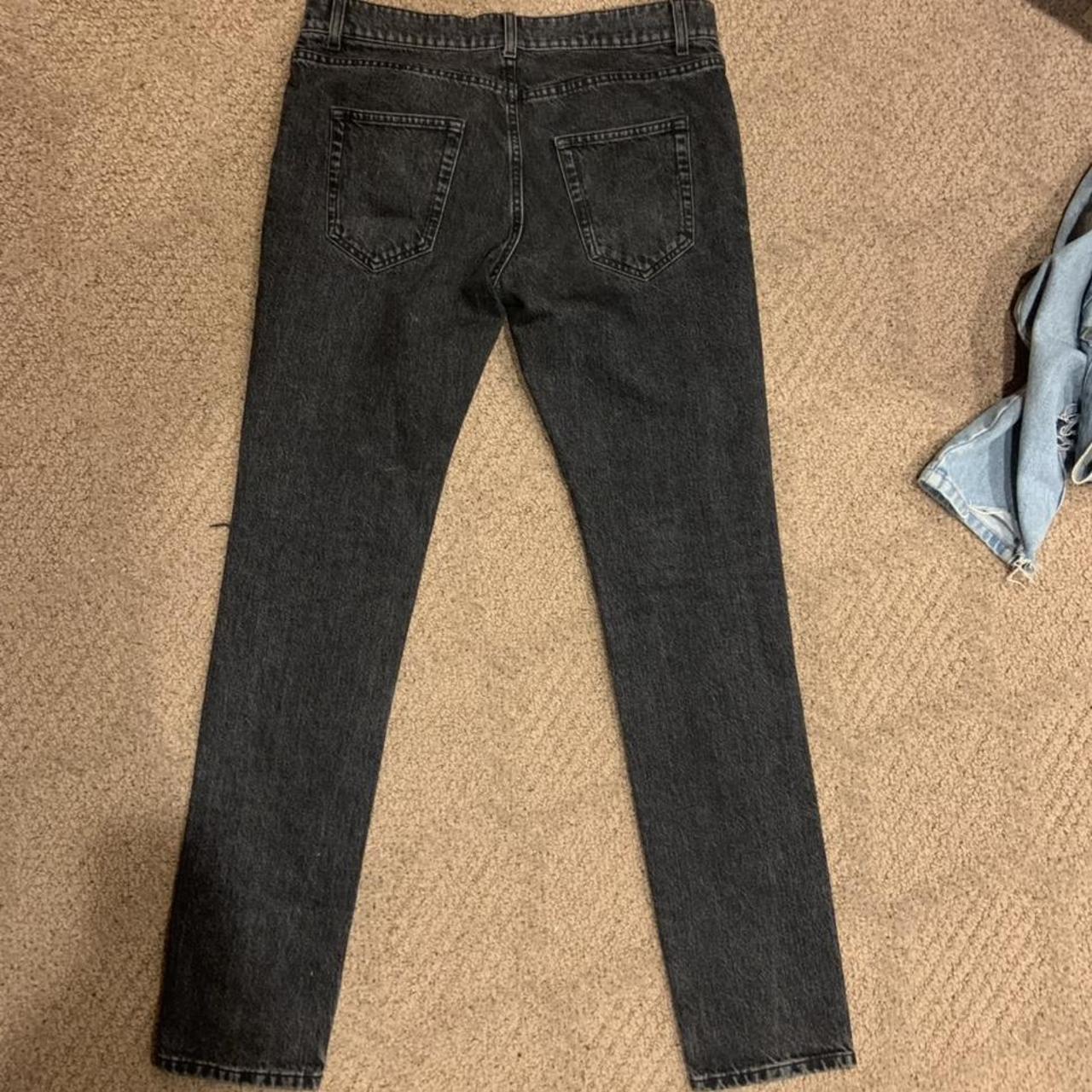 Saint Laurent Paris D02 Washed Black Knee Slit Denim... - Depop