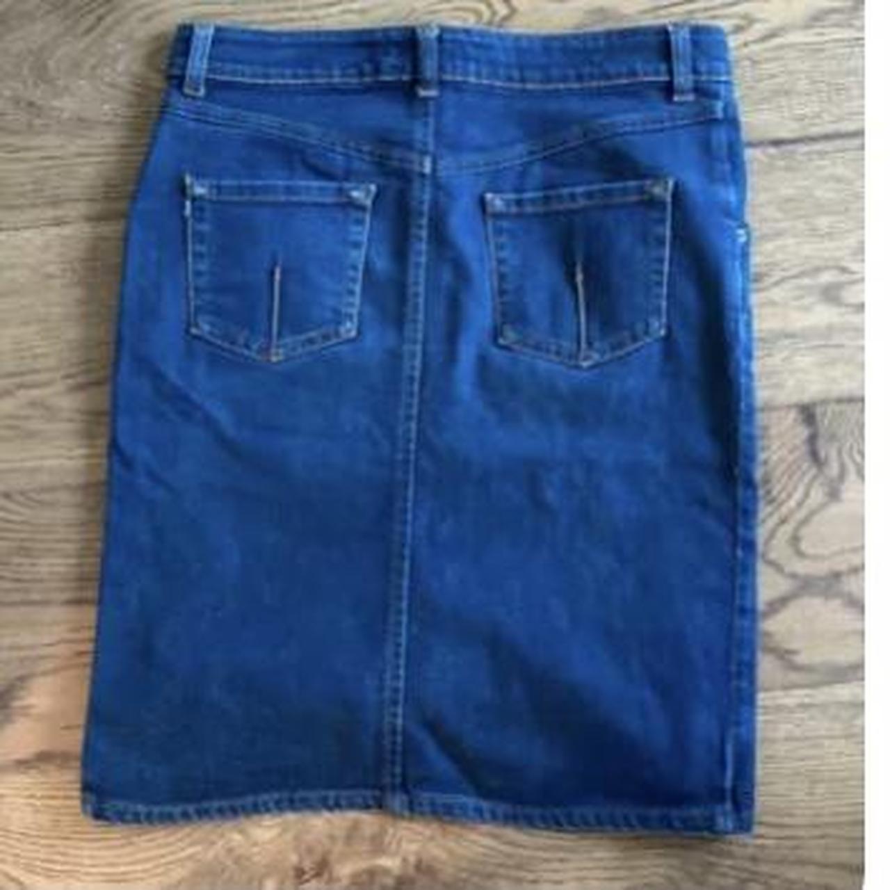 Reiss blue denim skirt size 10 Side Splits Figure... - Depop