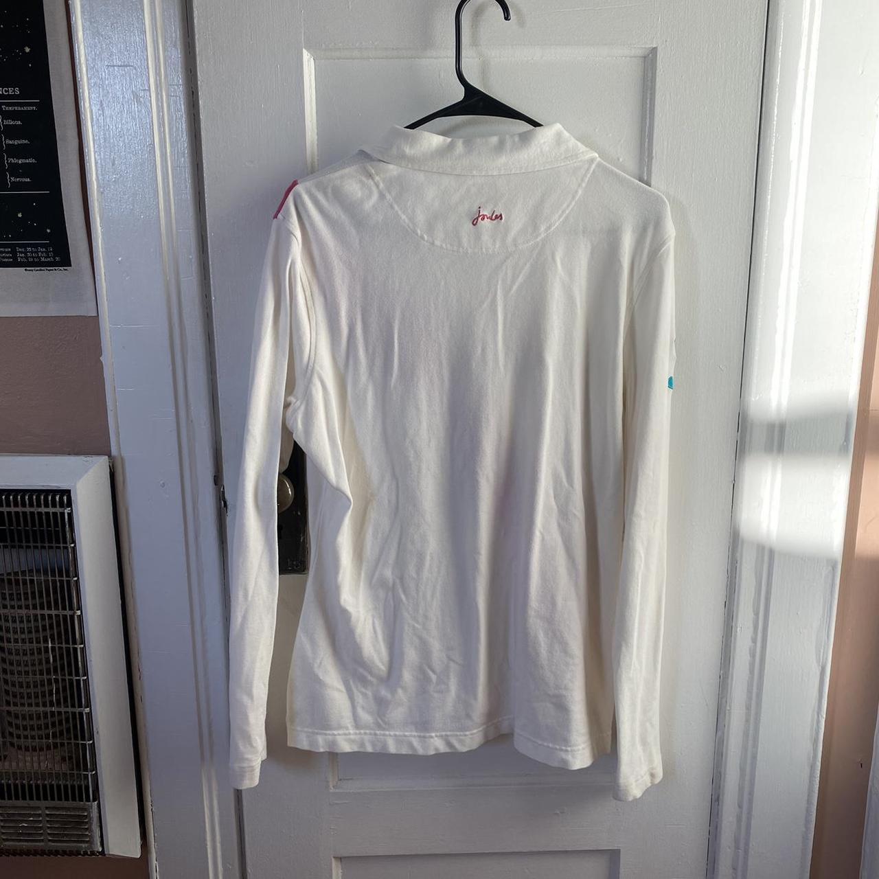Joules Men's White and Pink Poloshirts Depop