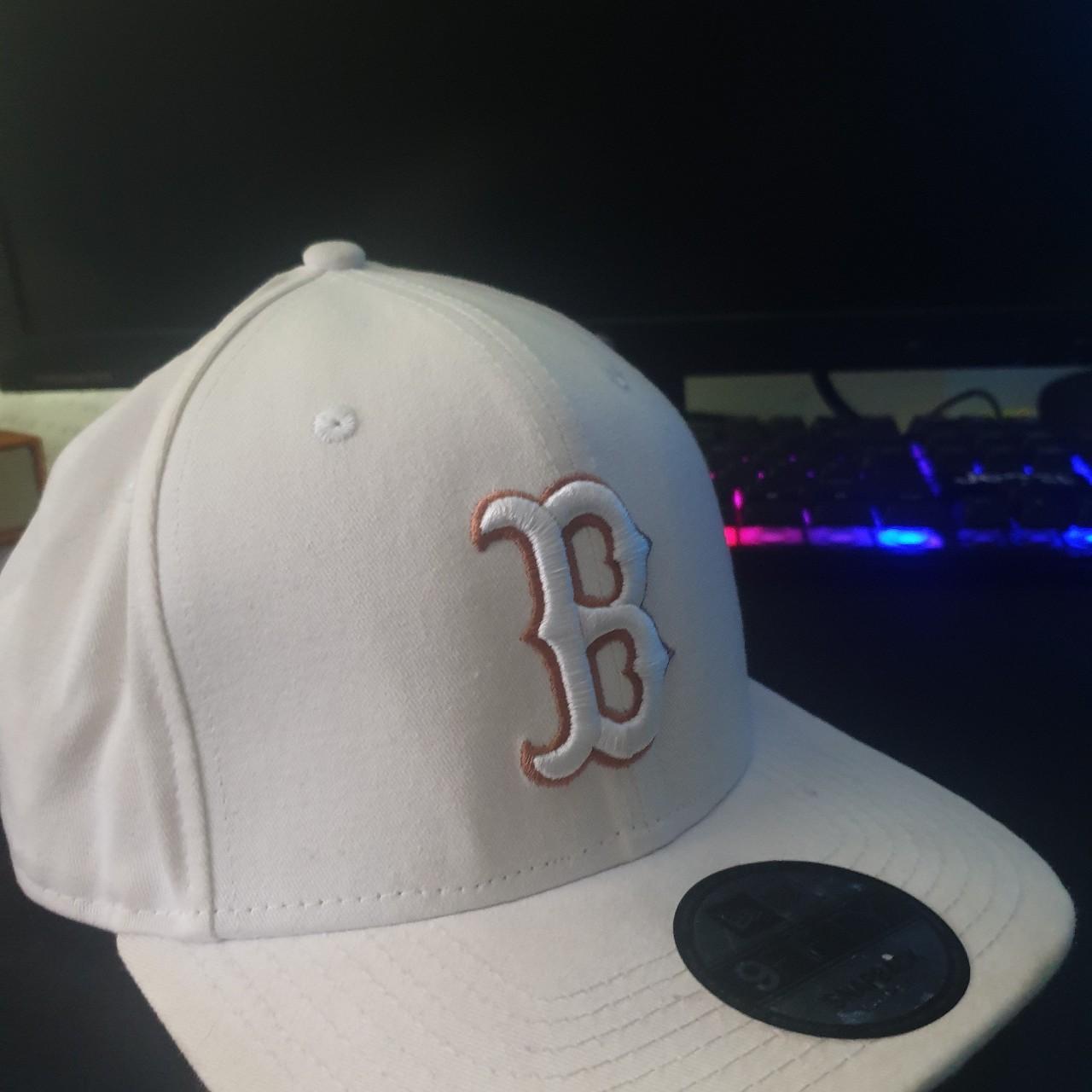 Boston B cap new era Amazing condition White and... - Depop