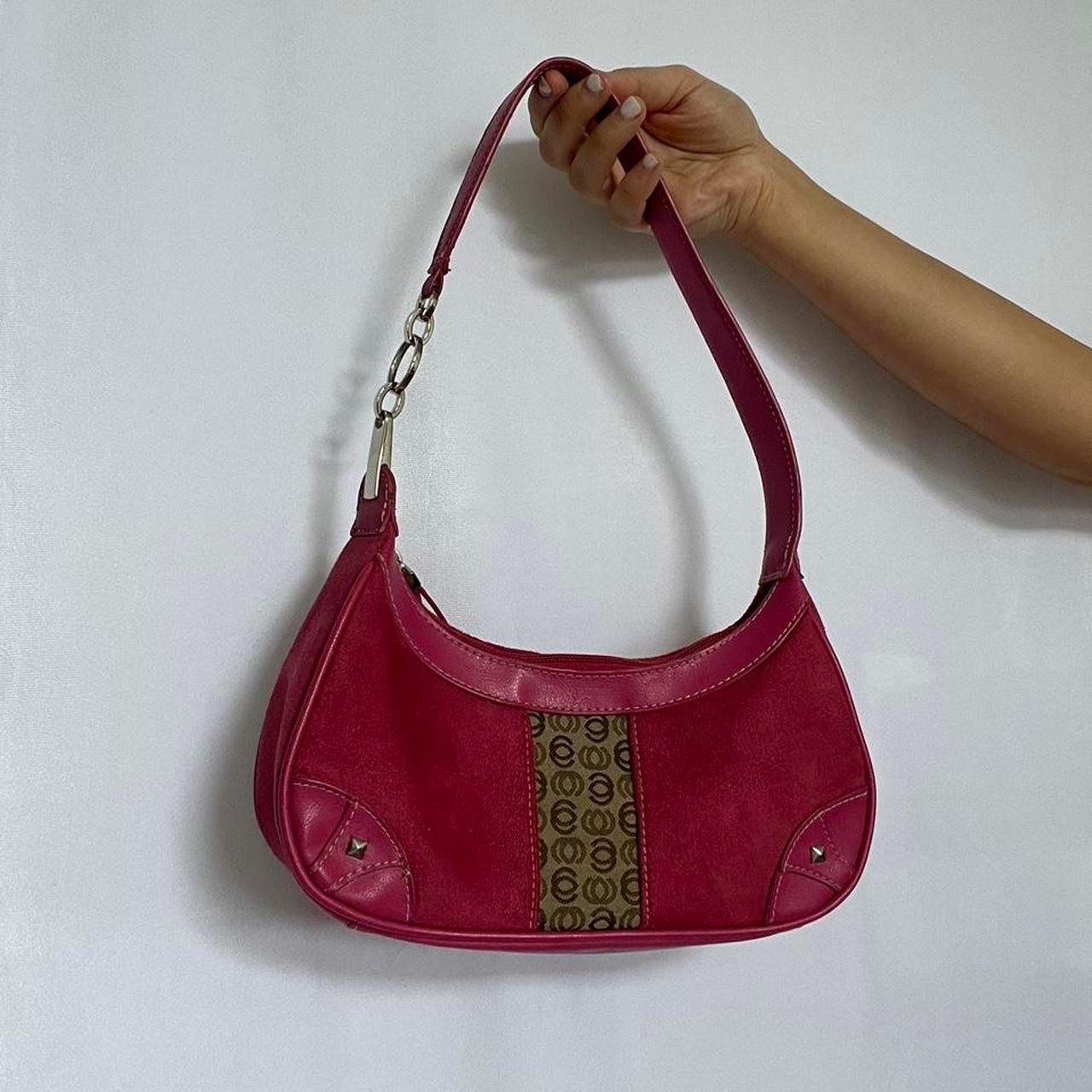 Y2K pink shoulder bag suede look the perfect... Depop