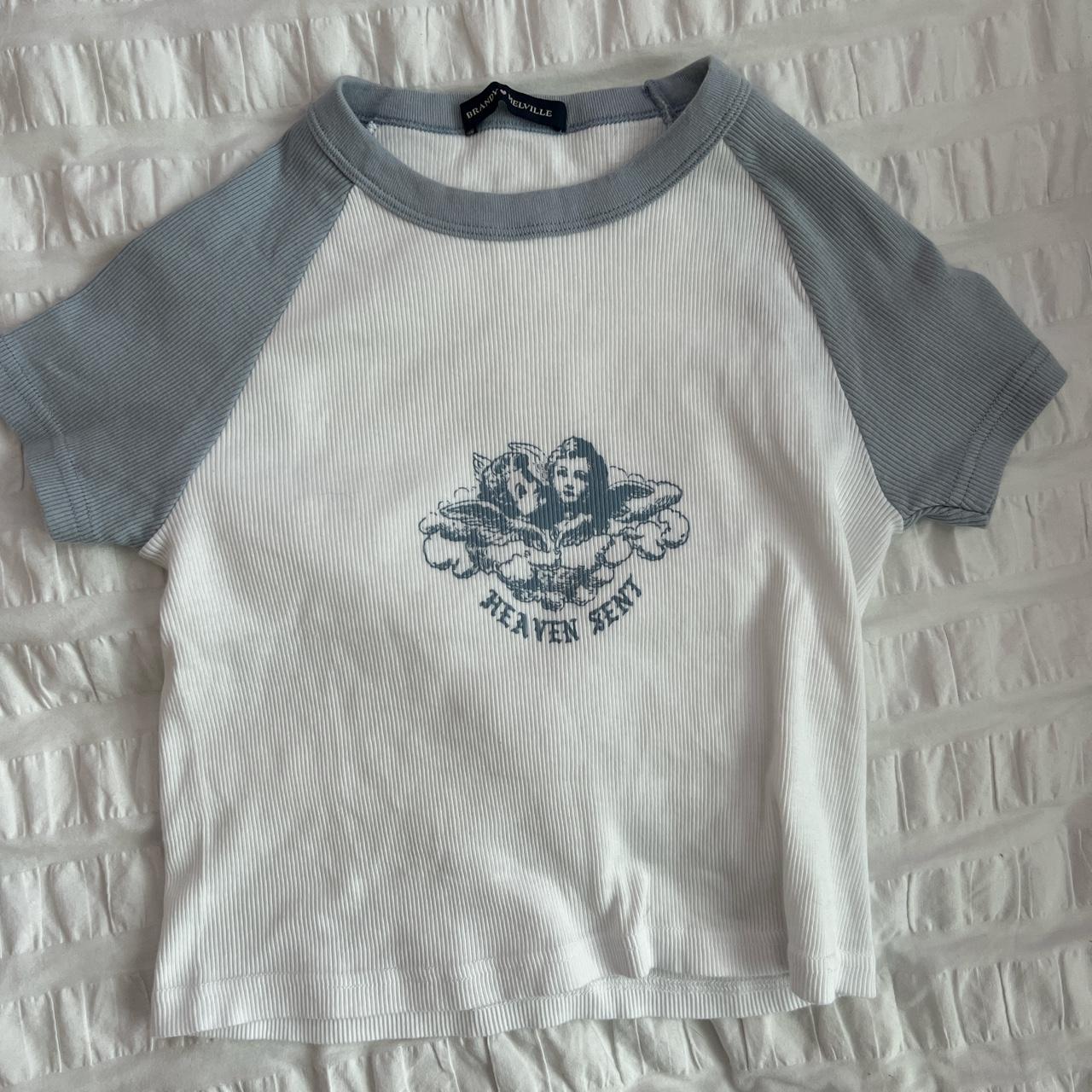 Brandy Melville blue heaven sent baby tee T-shirt - Depop