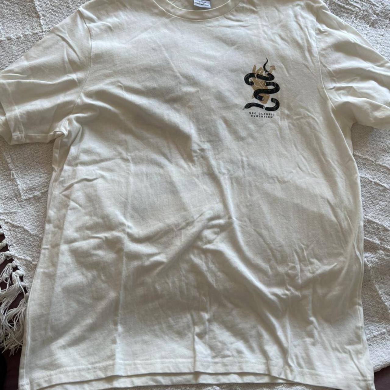 White TBar x Cotton On Tee with Snake detail Men’s... Depop