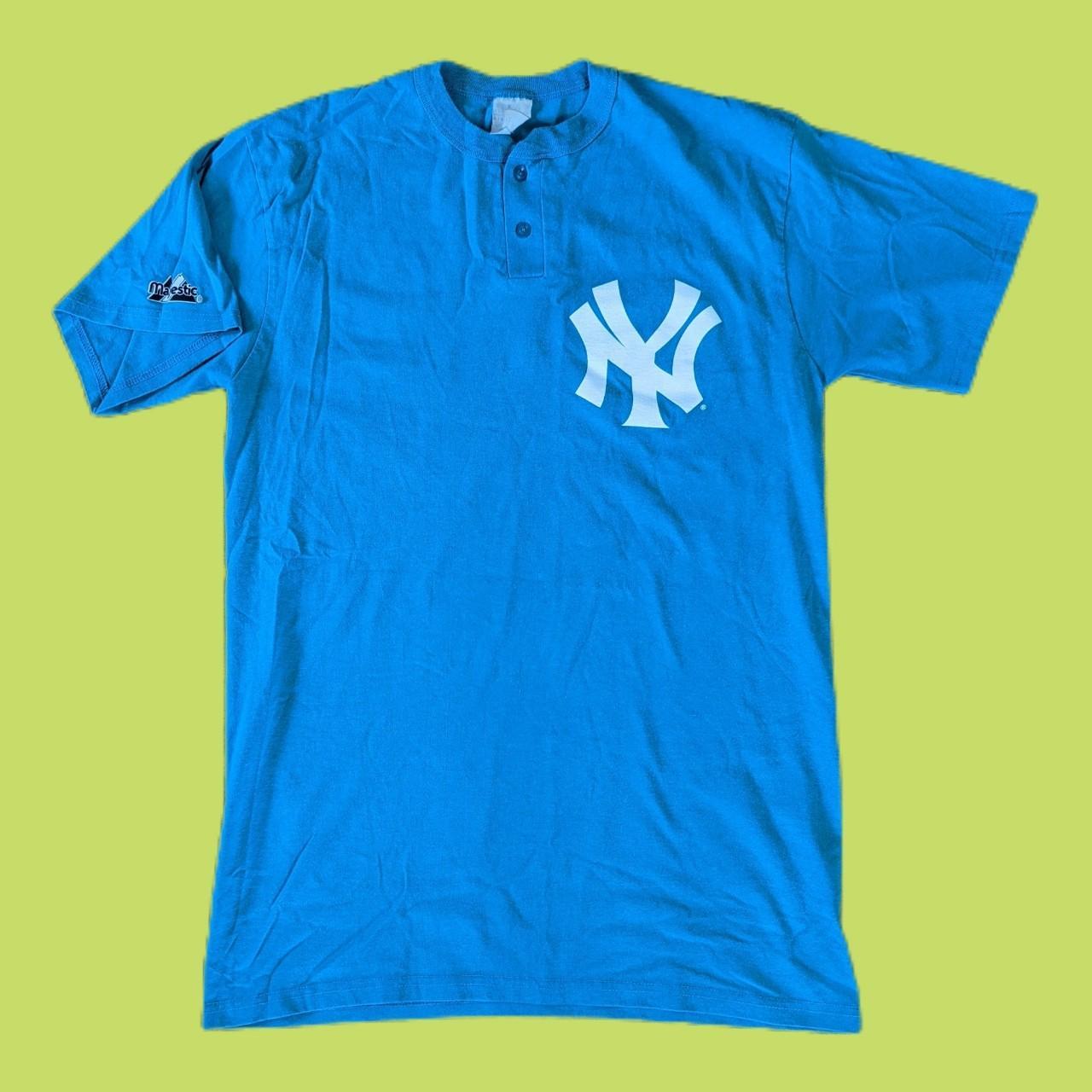 Vintage Majestic New York Yankees Henley Tee Cool - Depop