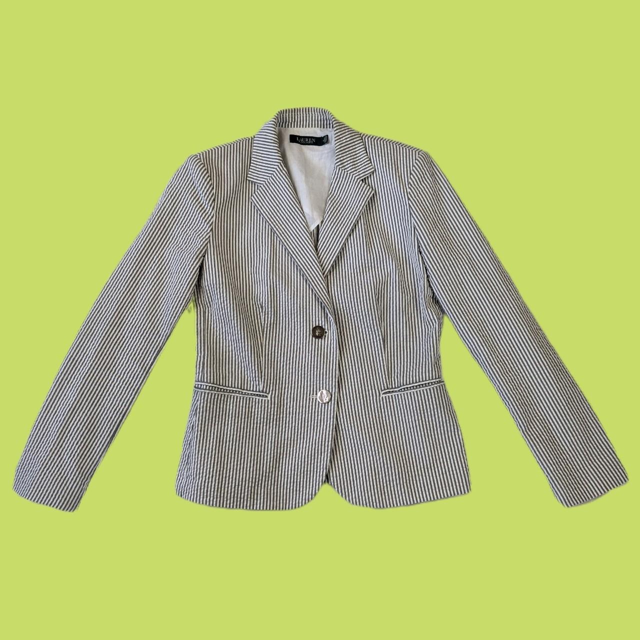 Ralph Lauren Women's Grey and White Jacket Depop