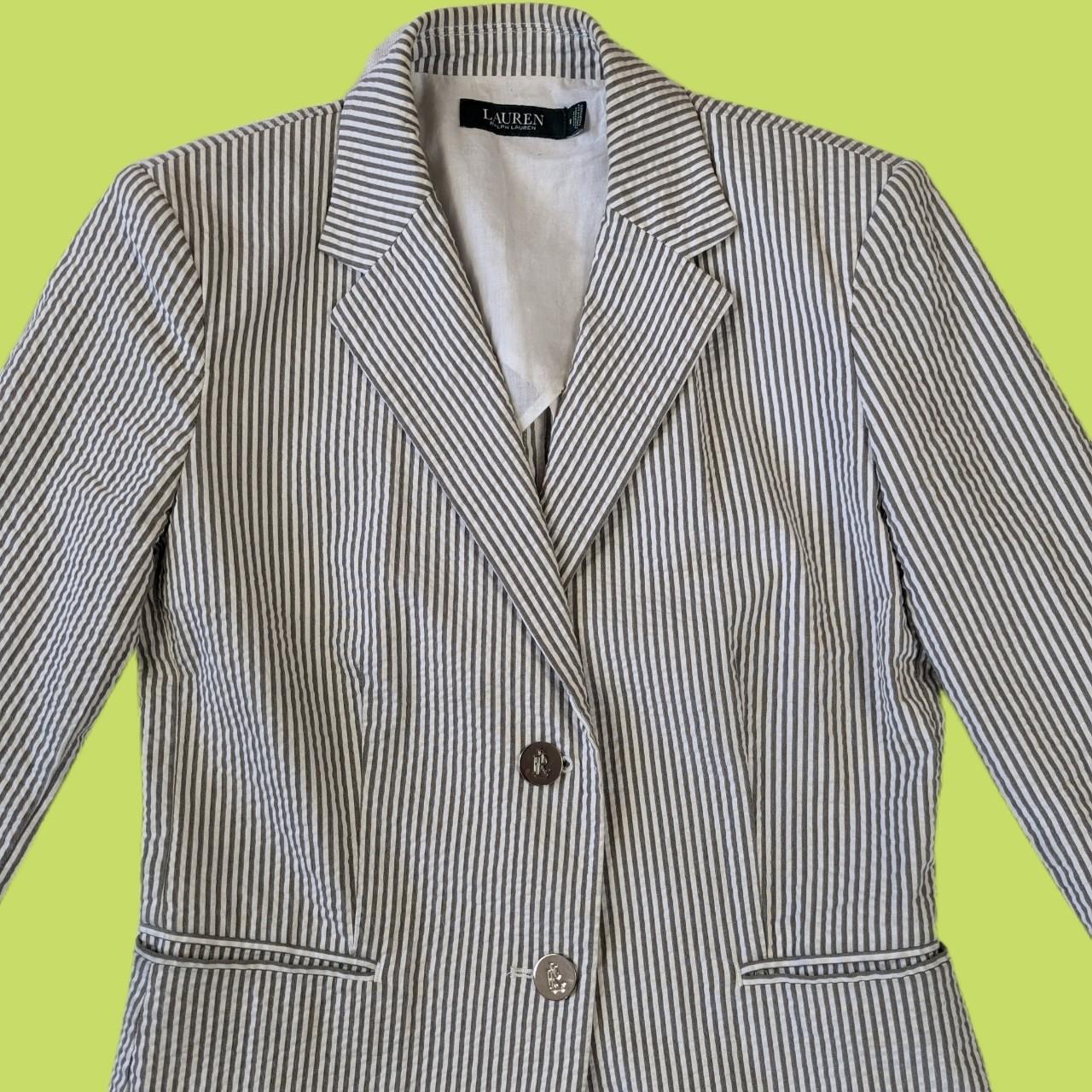 Ralph Lauren Women's Grey and White Jacket Depop