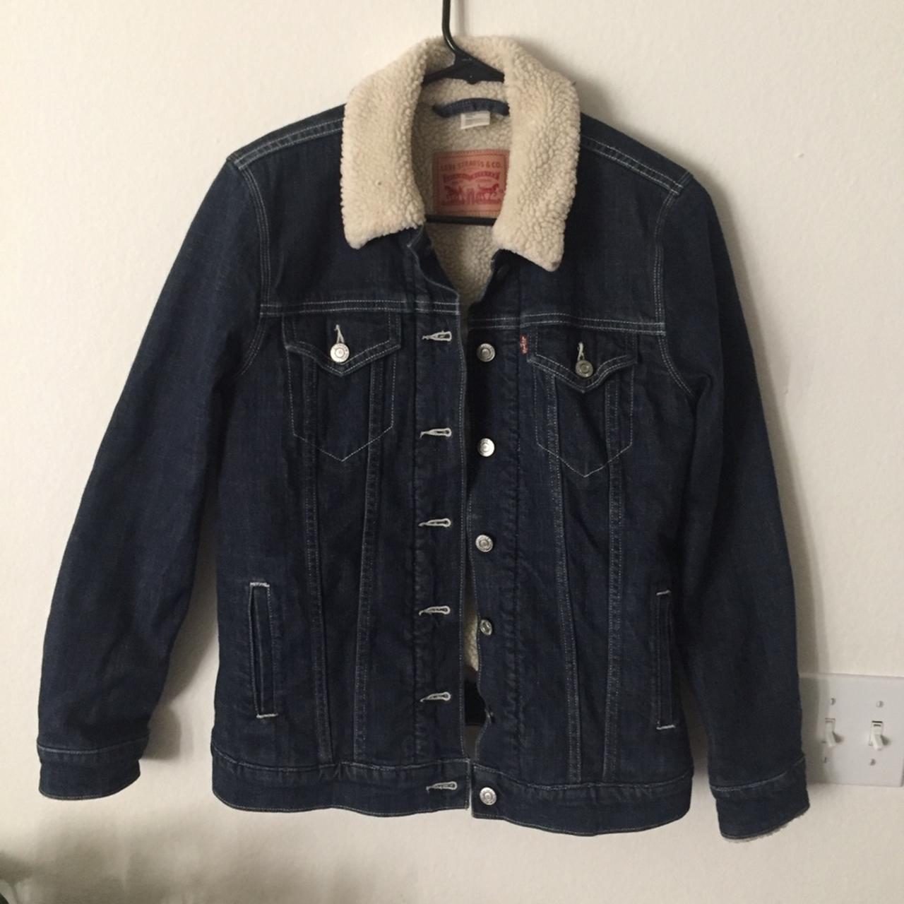 Levi jean jacket with wool clearance collar