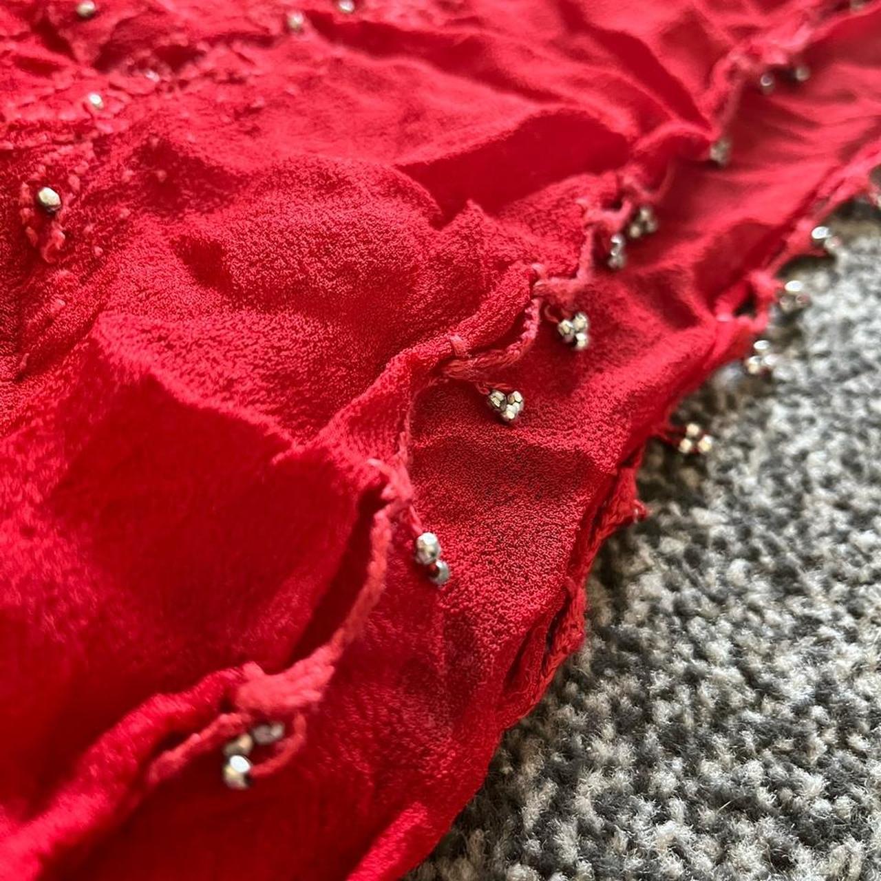 Gorgeous Red Scarf Beautiful pattern detail... - Depop