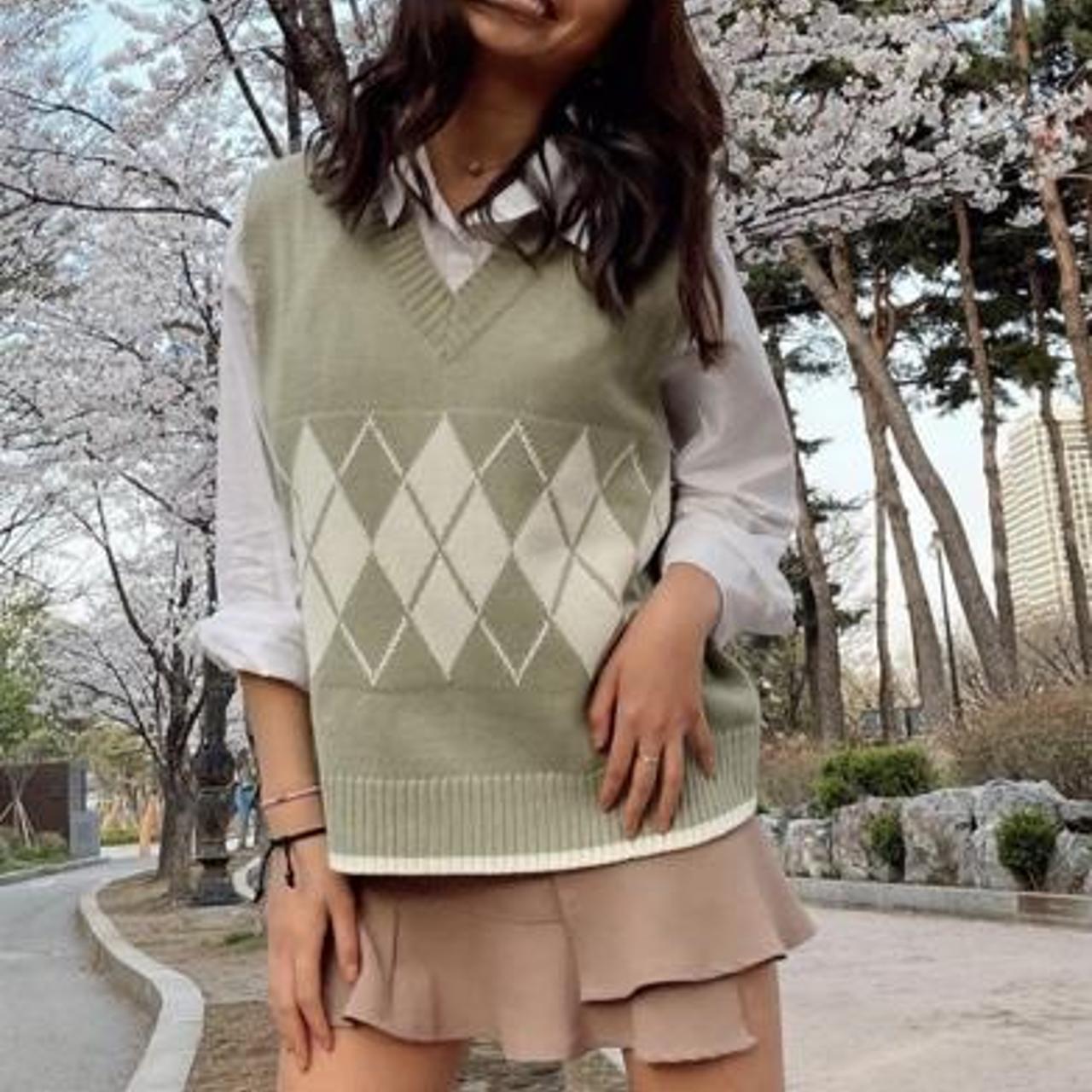 ICONIC mint green oversized sweater vest, Depop