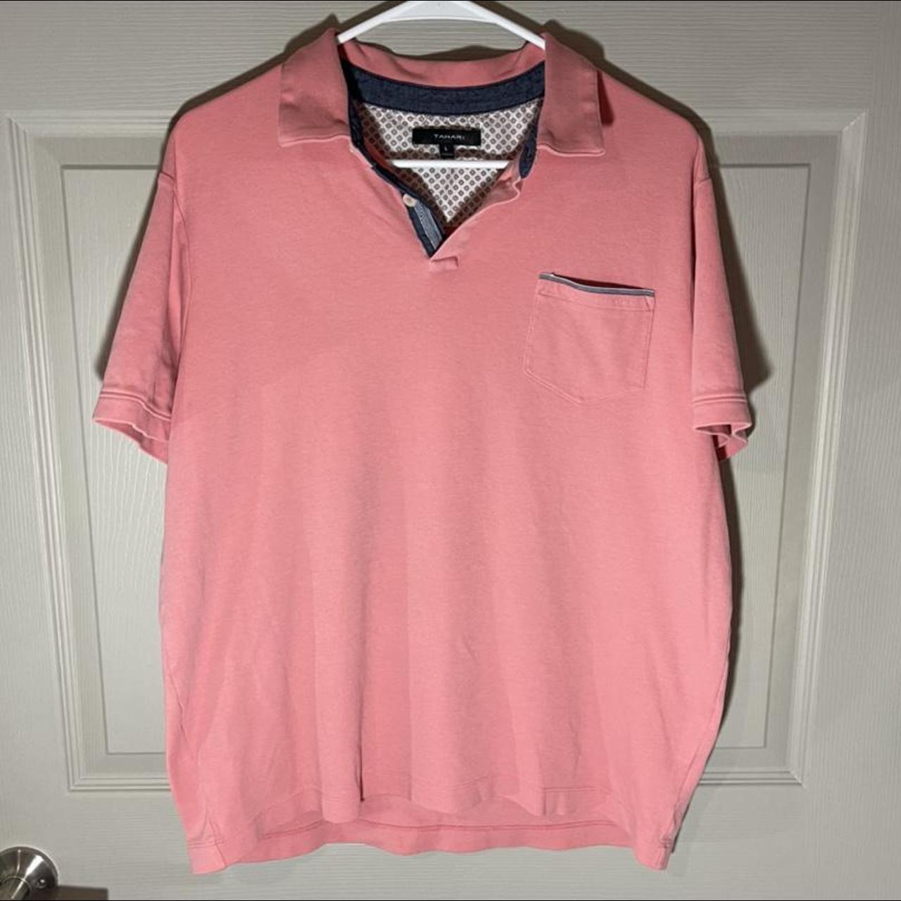 Essential salmon colored Tahari polo shirt with... - Depop