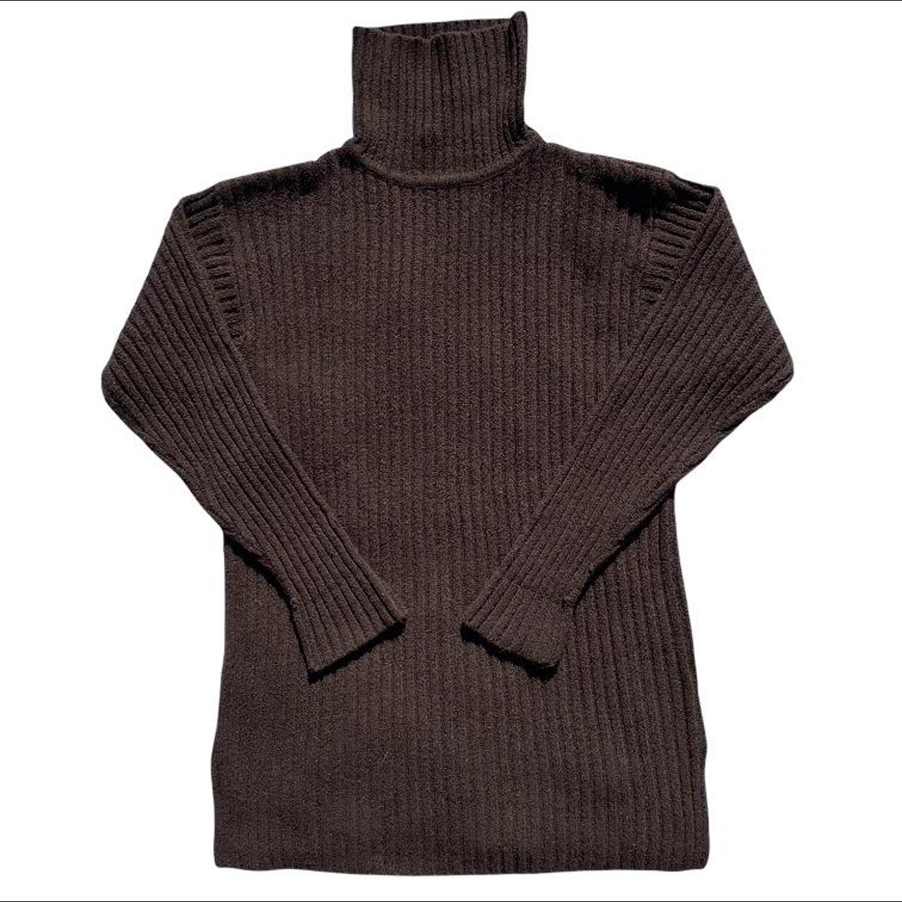 Vintage Brown Ribbed Formfitting Turtleneck Depop