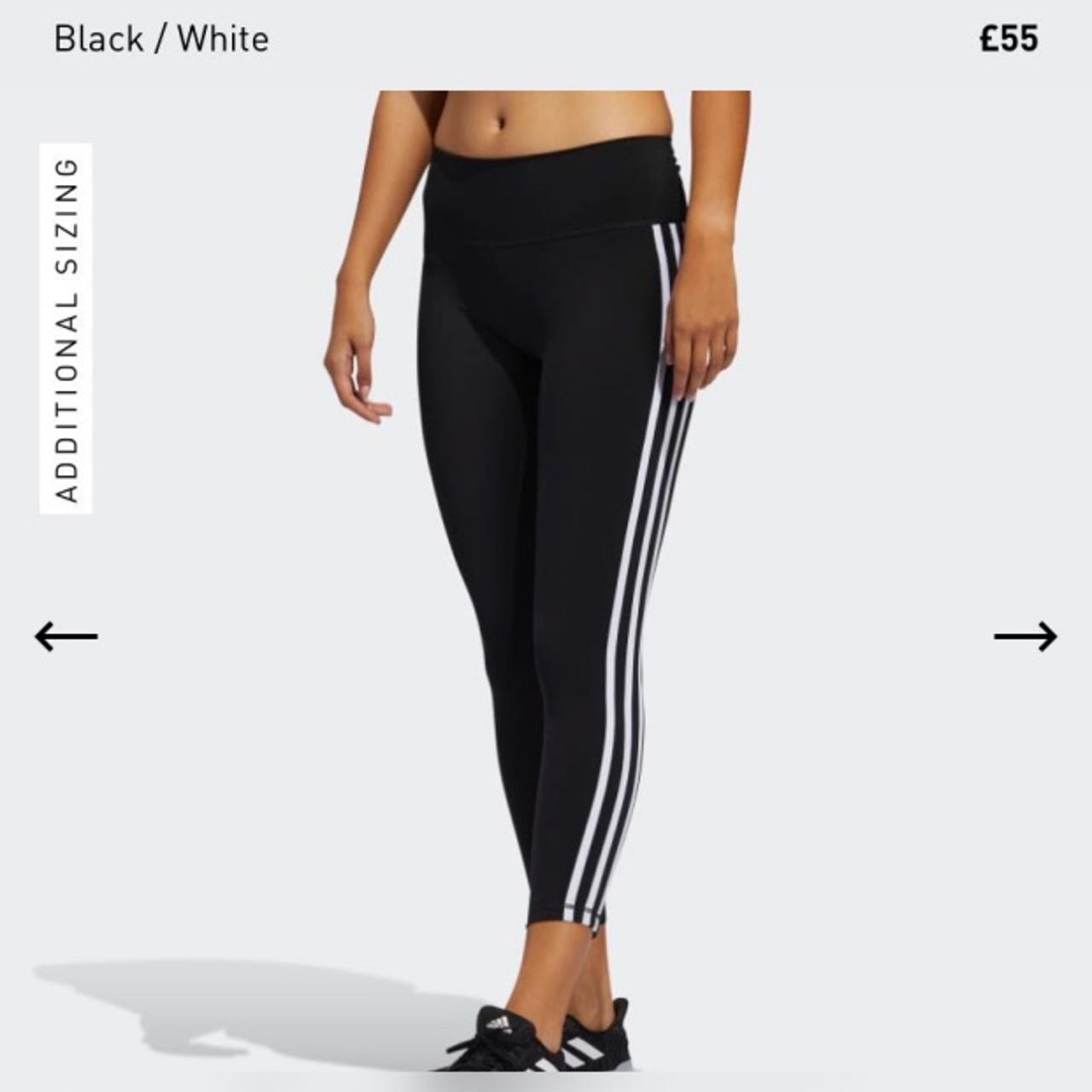 Adidas plus training 3 stripe leggings in black. - Depop
