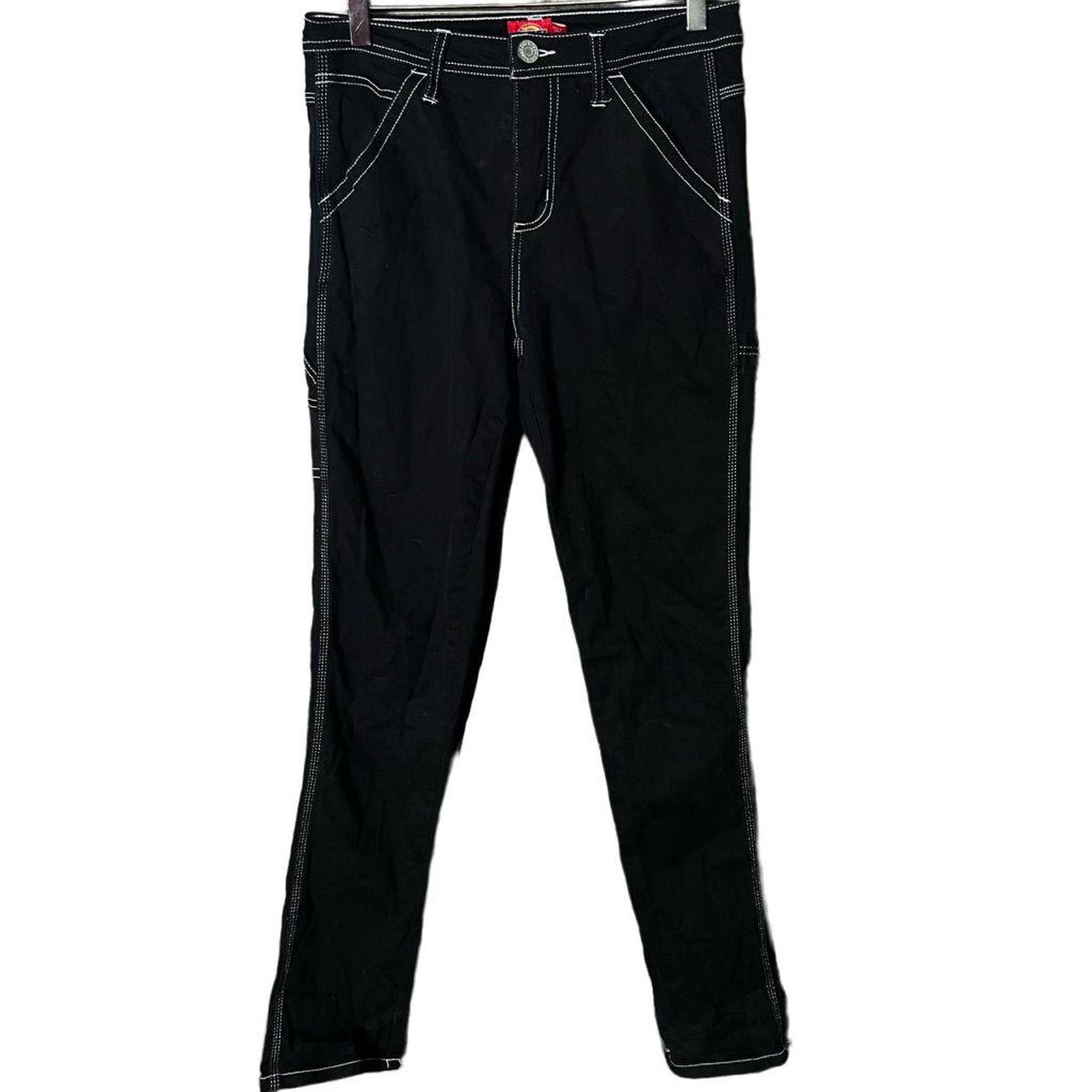 dickies black cargo pants with white stitching