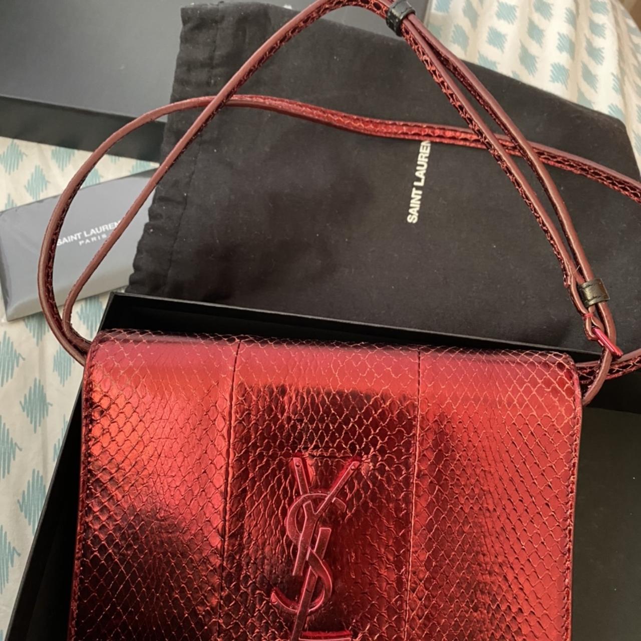 SOLD. YSL snake skin bag red 100 authentic