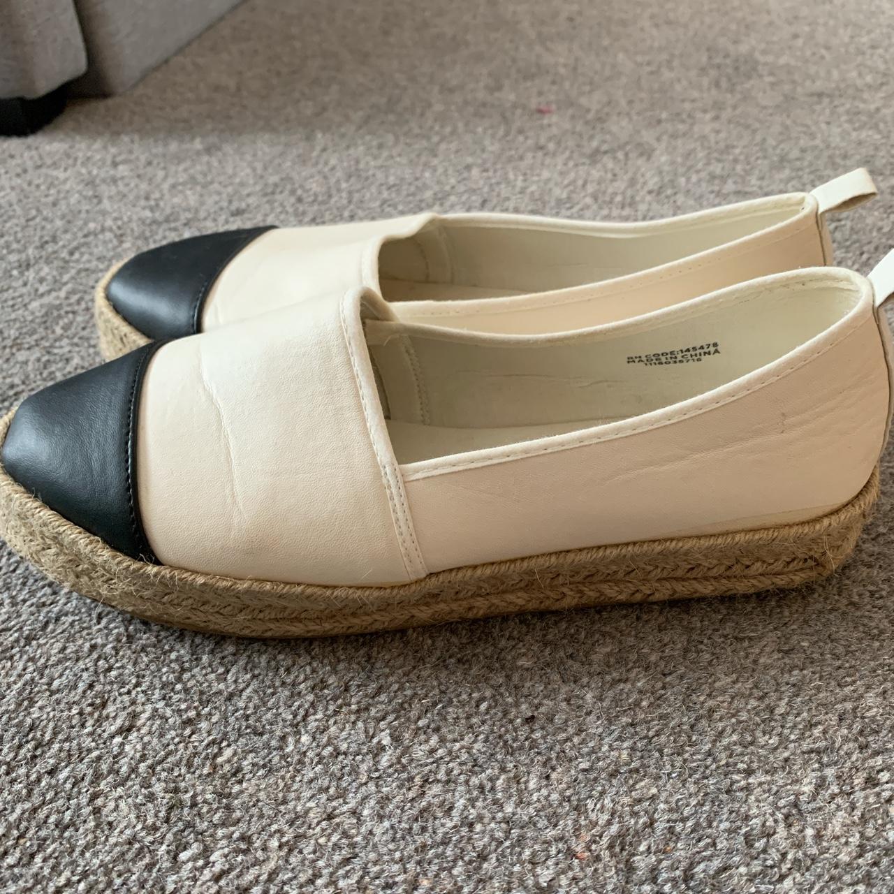 Primark Black & White Espadrilles. Size 5. Worn once... - Depop