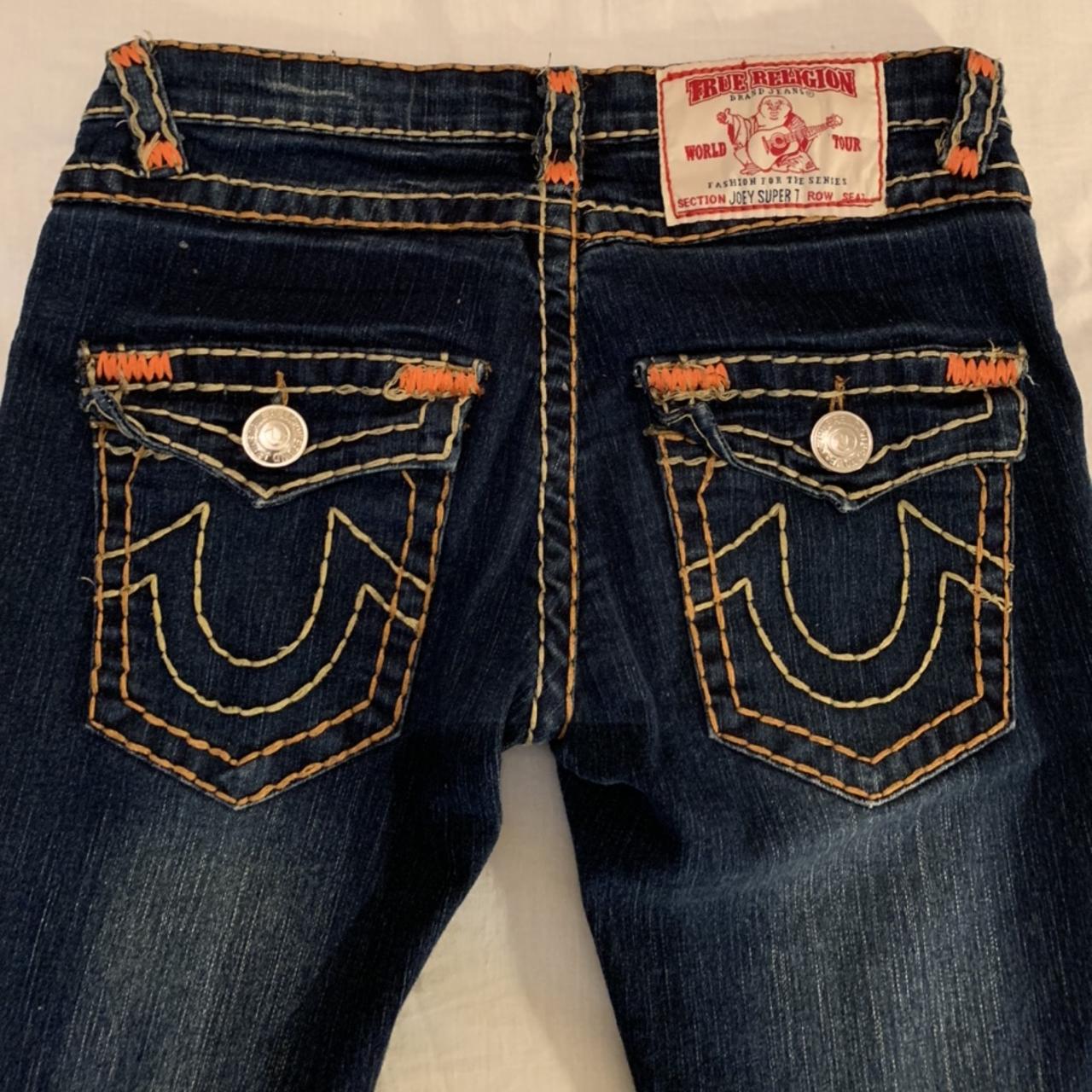 True Religion Jeans with thick orange... - Depop