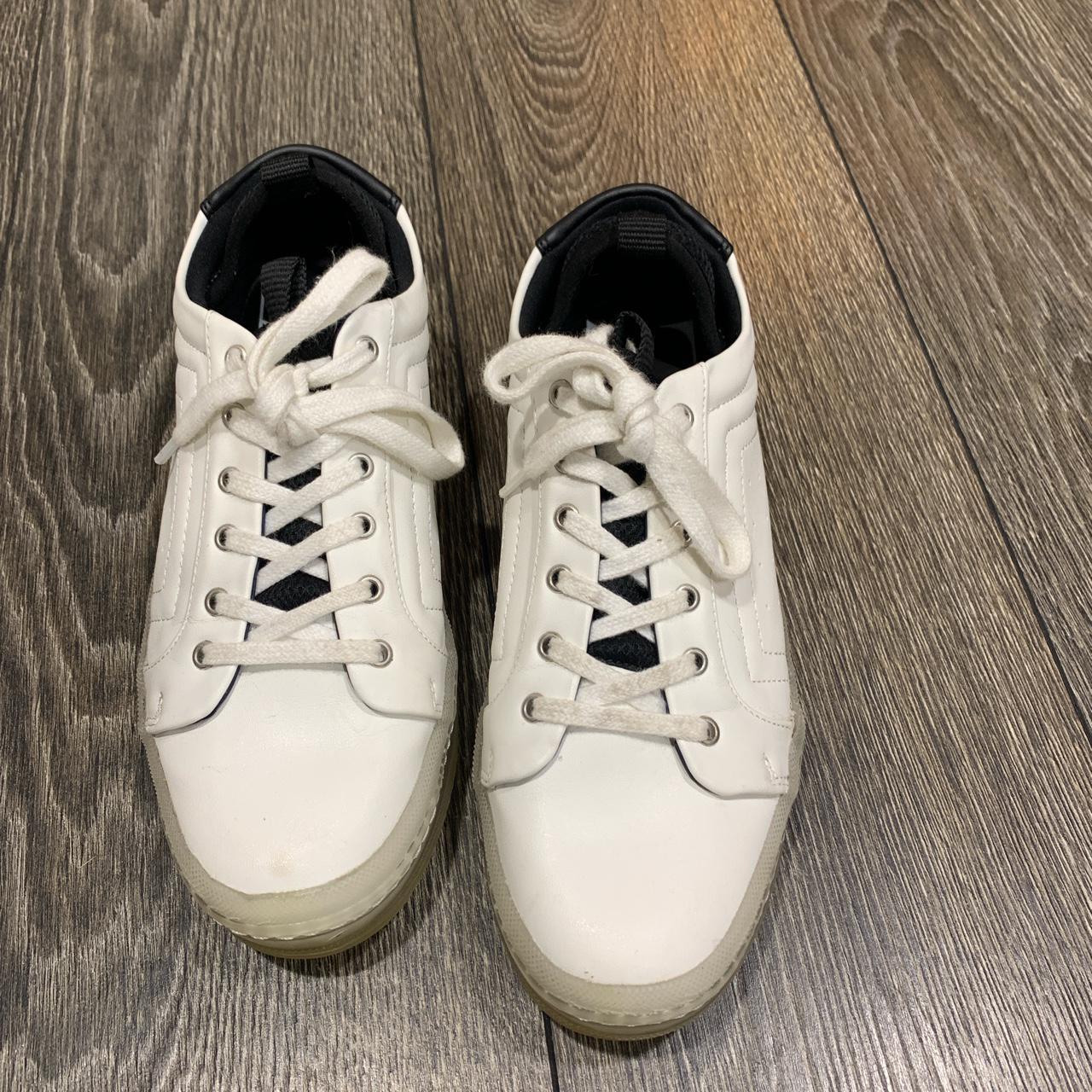 Zara white trainers with clear sole and black... - Depop