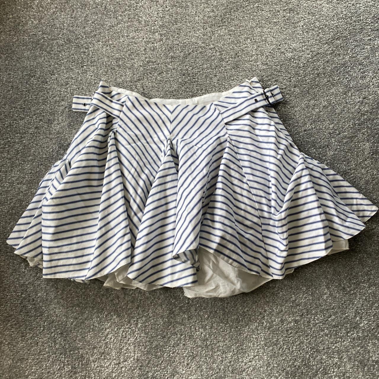 River island navy and white stripe ruffle Size