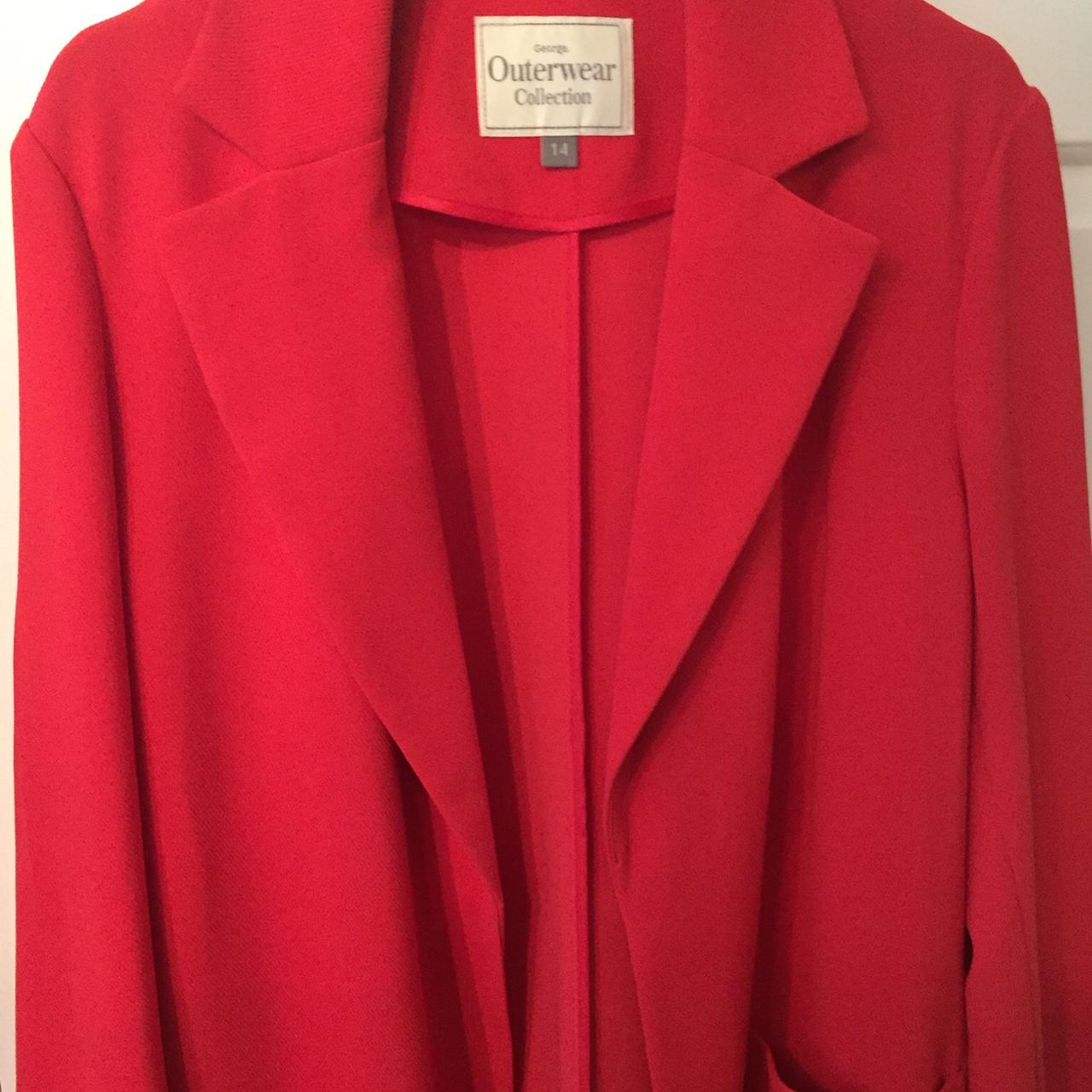 LADIES George Asda Red Jacket Size 12 Sleeves 3 Buttons Suit Womens