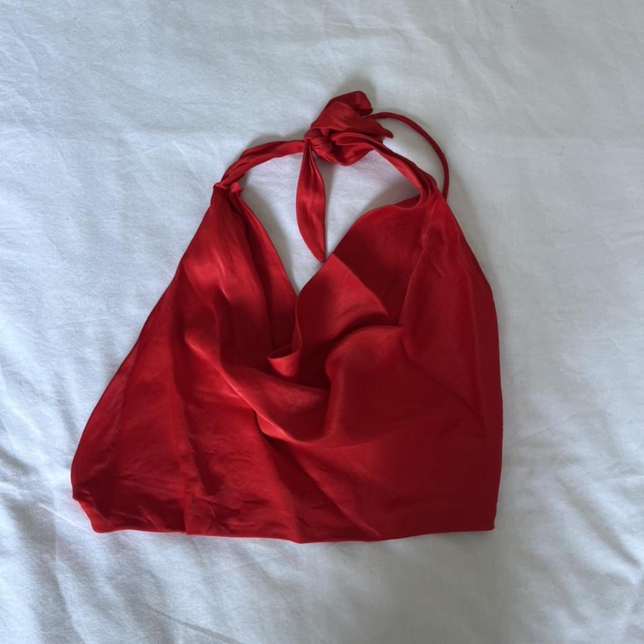 Zara Satin Red Crop Top No longer available on... Depop
