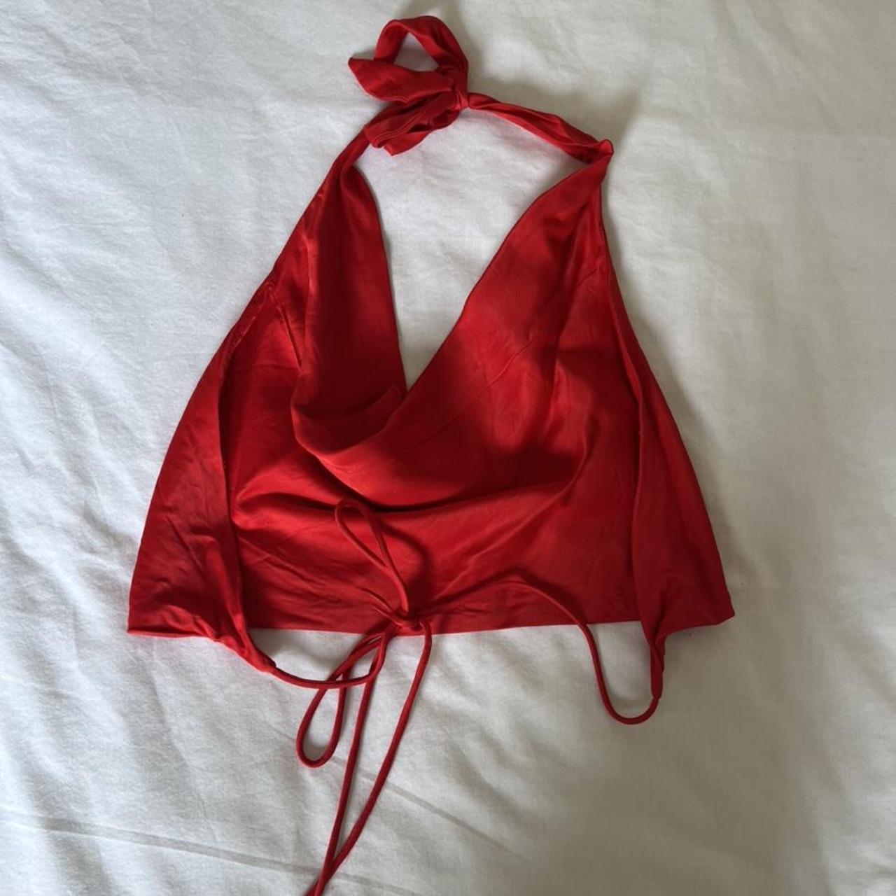 Zara Satin Red Crop Top No longer available on... Depop