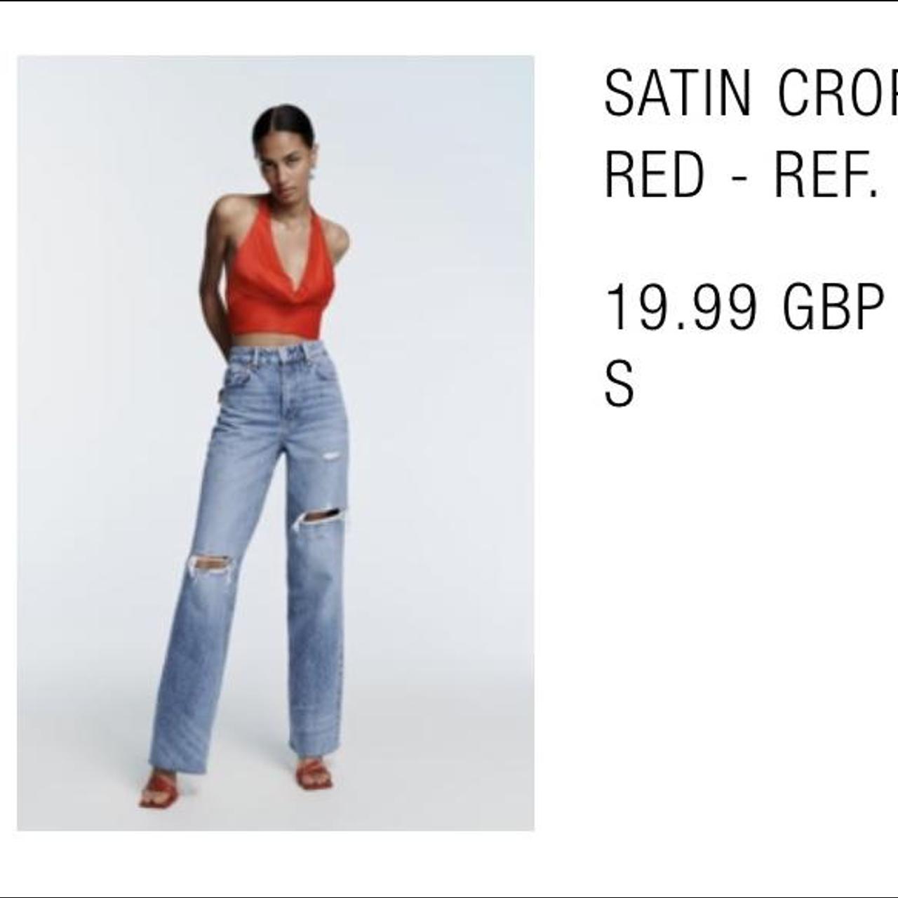 Zara Satin Red Crop Top No longer available on... Depop