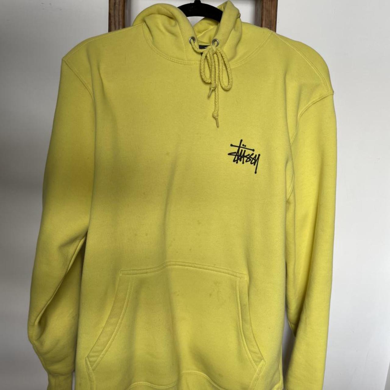 Stussy Yellow hoodie Small making on the... - Depop