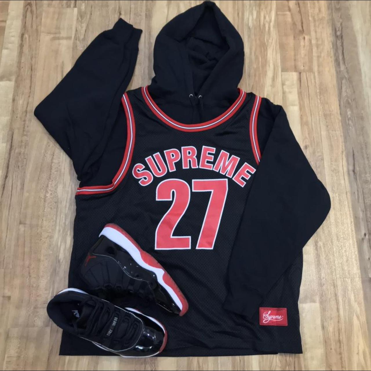 Supreme Hooded Basketball Jersey Sweater . Depop