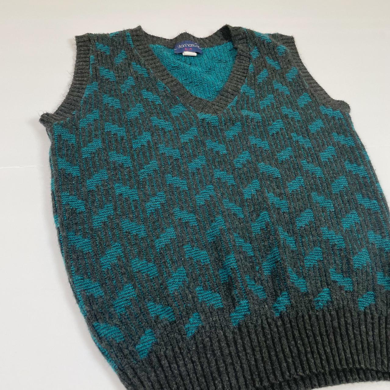 Product Image 1 - Manhattan Grey/Teal Sweater Vest
Sleeveless sweater