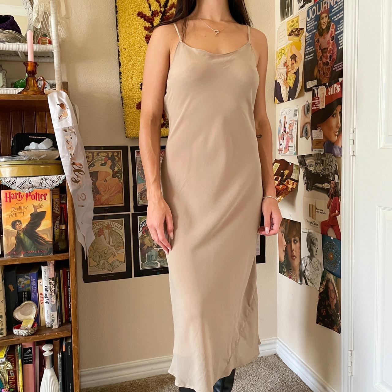 Vintage Sheer Dress Nude Tan See Through Maxi Dress Depop