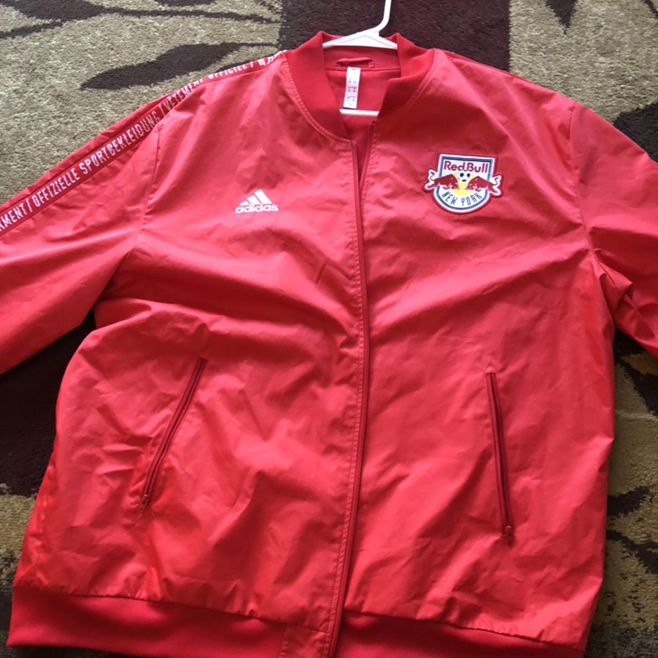 New York Red Bull's adidas jacket 2XL fits like XL... - Depop