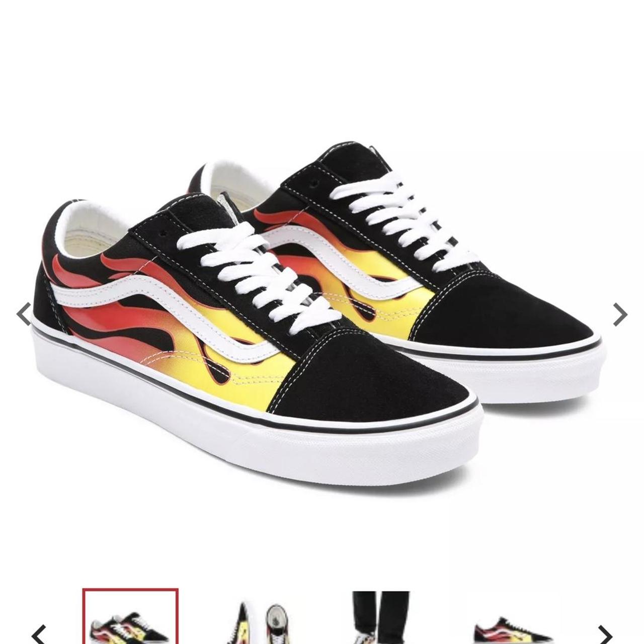 FIRE FLAME LOW VANS OLD SKOOL CLASSIC SHOE SIZE... - Depop