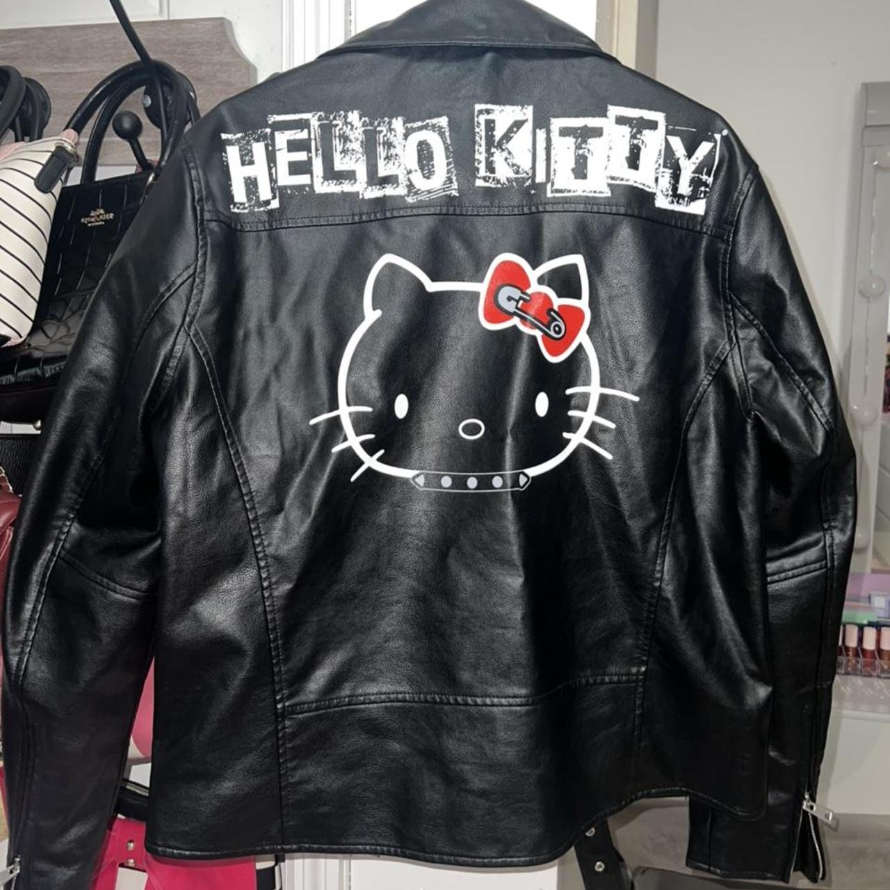 Dolls Kill Hello Kitty Cat Ear Oversized Teddy Jacket - Black