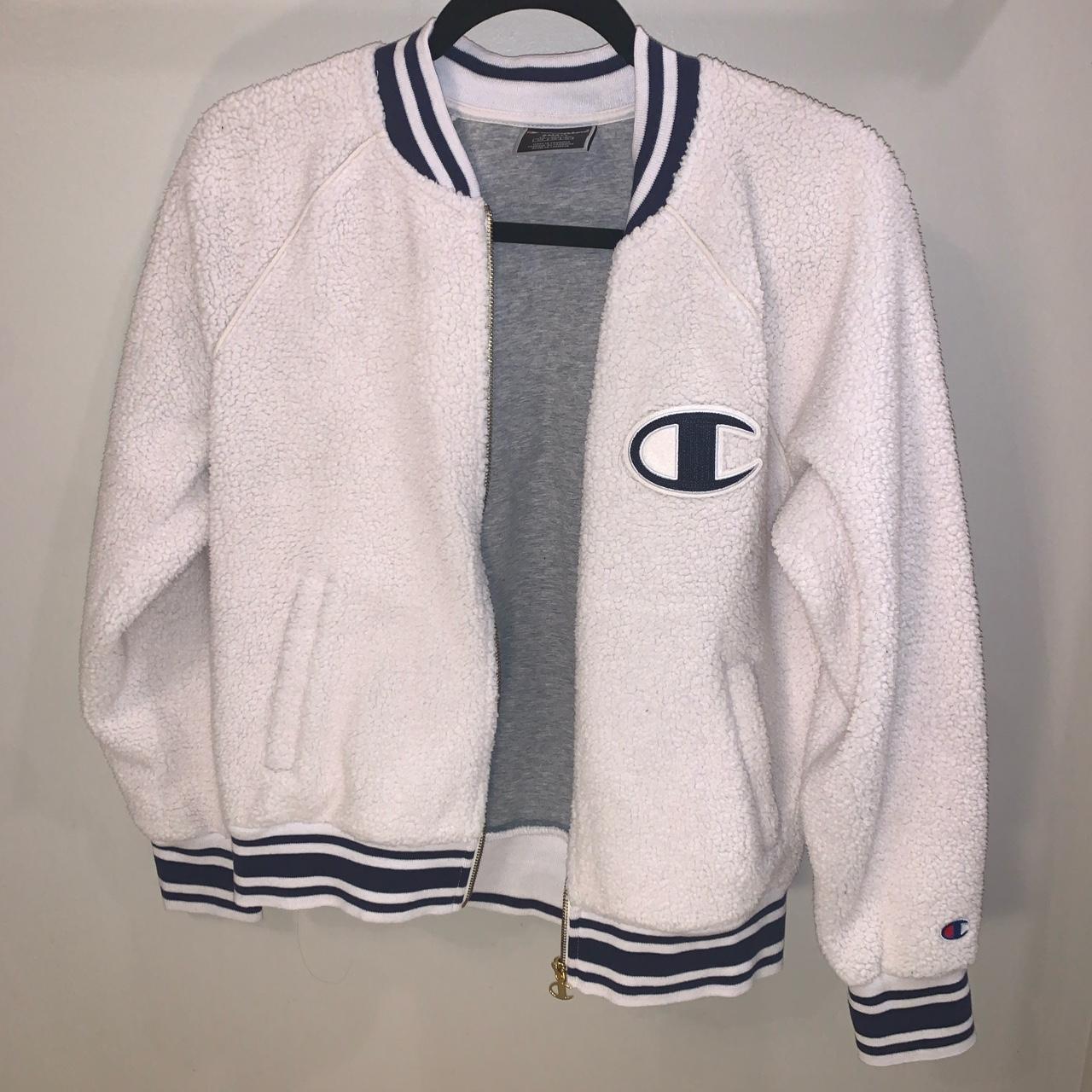 Champion Sweatshirt zip up Fuzzy Teddy Embroidery